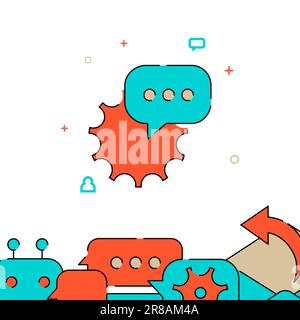 Chatten Sie mit dem technischen Support. Vektorsymbol für ausgefüllte Linien, einfache Illustration, zugehöriger unterer Rahmen. Stock Vektor