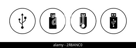 USB-Symbolsatz. Vektor des Flash-Disk-Symbols Stock Vektor