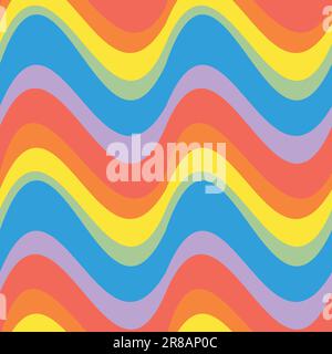 Vektornahtloses Muster groovy welliger lgbtq-Regenbogenhintergründe Stock Vektor