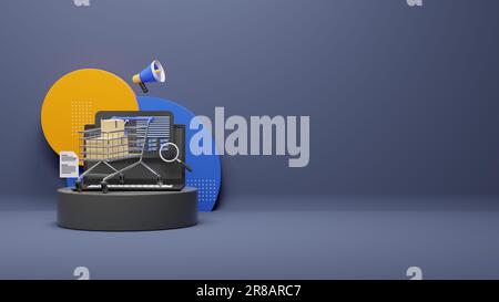 Sonderangebot zum Online-Verkauf nach dem Design mit 3D-Rendering Stockfoto