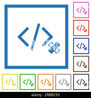 Software patchen flache Farbsymbole in quadratischen Rahmen auf weißem Hintergrund Stock Vektor