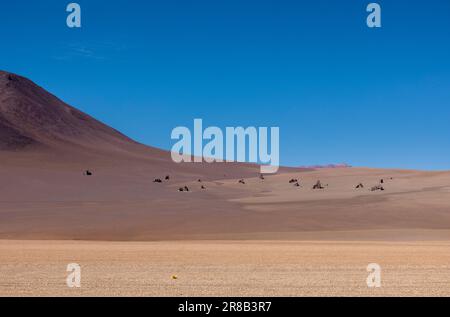 Malerische Wüste Salvador Dali, nur ein natürlicher Anblick auf der malerischen Lagunenroute durch den bolivianischen Altiplano in Südamerika Stockfoto