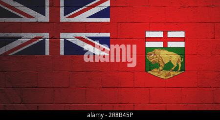 Die Flagge von Manitoba auf einer Betonwand. Stockfoto