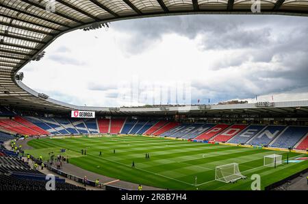 Glasgow, Großbritannien. 20. Juni 2023. Das Stadion vor dem Qualifikationsspiel der UEFA-Europameisterschaft im Hampden Park, Glasgow. Das Bild sollte lauten: Neil Hanna/Sportimage Credit: Sportimage Ltd/Alamy Live News Stockfoto