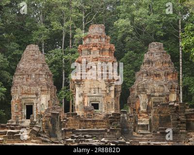 Preah Ko Tempel auf Roluos-Stätte, Provinz Siem Reap, Angkor's Temple Complex 1192 von der UNESCO zum Weltkulturerbe erklärt, erbaut 880, Kambodscha Stockfoto