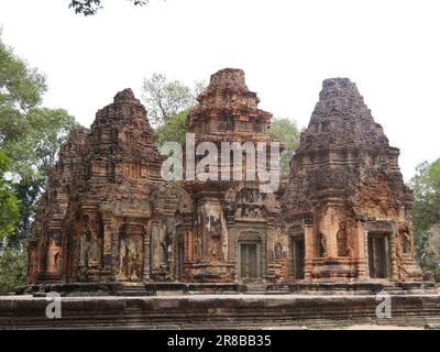 Preah Ko Tempel auf Roluos-Stätte, Provinz Siem Reap, Angkor's Temple Complex 1192 von der UNESCO zum Weltkulturerbe erklärt, erbaut 880, Kambodscha Stockfoto