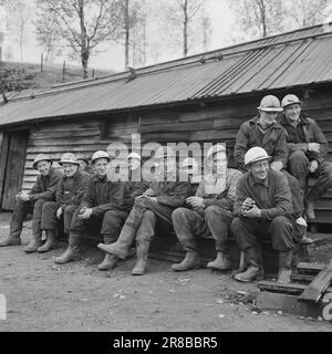 Aktuell 46-7-1960: Soll dieses Dorf verwüstet werden? Die Bergbaugemeinde Bjørkåsen steht vor ihrem Niedergang, wenn nicht bald neue Arbeitsplätze geschaffen werden. Die Erzreserven reichen nur für 2 1/2 Betriebsjahre aus. Die Jungen fliehen aus dem Dorf, und die Alten sind beunruhigt über die Ungewissheit. „Es muss eine neue Industrie aufgebaut werden, das ist eine beliebte Forderung“, sagt die Ballangsværingen. Foto: Bjarne Amundsen / Aktuell / NTB ***FOTO NICHT ABGEBILDET*** Stockfoto