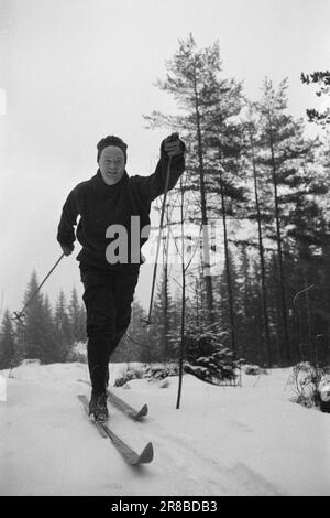 Aktuell 10-6-1960: Kirkvaag zum Film Rolf Kirkvaag ist dem Film als leitender Arzt in Arne Skouens neuem Film „Omringet“ beigetreten - über Major Hauglings dramatische Tage in der Frauenklinik von Rikshospitalet während des Krieges. Hier auf einem Skiausflug. Foto: Ivar Aaserud / Aktuell / NTB ***FOTO NICHT ABGEBILDET*** Stockfoto