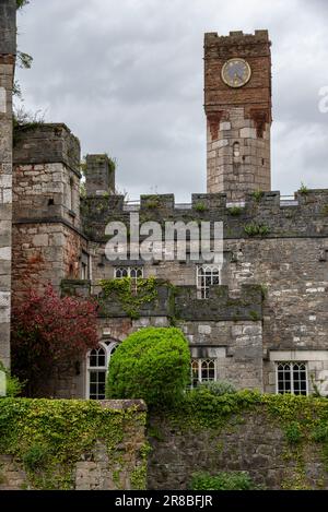Ruthin Castle (Castell Rhuthun) Hotel in der Stadt Ruthin im Tal von Clwyd, Nordwales. Stockfoto