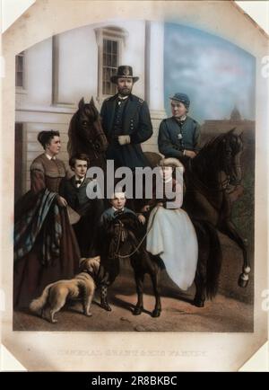 General Grant und seine Familie 1866 von Samuel Sartain, geboren in Philadelphia, PA 1830, gestorben in Philadelphia, PA 1906 Stockfoto