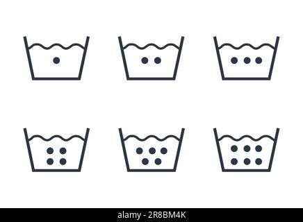 Satz von Symbolen für Temperaturwaschmaschinen. Vektor. Stock Vektor