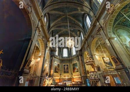 Hospital Le Grand Hotel - Dieu Chapel Basilica Lyon Frankreich. Die barocke Kapelle wurde von 1637 bis 1655 unter dem gleichen Namen für ein Krankenhaus errichtet und diente als Kapelle Stockfoto