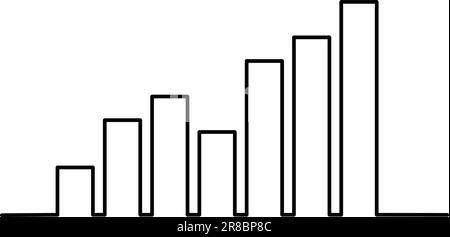 Balkendiagramm des Unternehmens Doodle durchgehende einzeilige Zeichnung. Gewinnspannen im Geschäft. Vektordarstellung Stock Vektor
