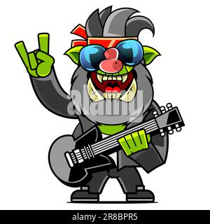 Fantasy creatures and humans. Orc, warrior in armor, fire monster, Colorful flat vector design elements for mobile computer game Stock Vektor