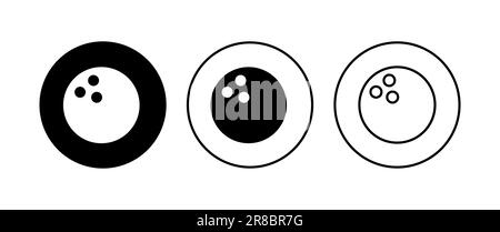 Symbolset für Bowling. Symbol für Bowlingkugel und Nadel. Bowling-Nadeln Stock Vektor