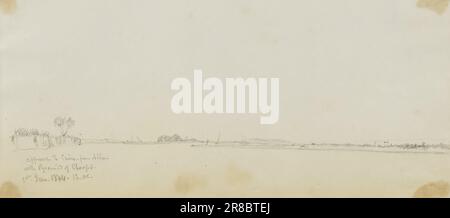 Annäherung nach Kairo vom Nil mit der Cheops-Pyramide 1844 von Miner Kilbourne Kellogg, geboren am Manlius-Platz, NY 1814, gestorben Toledo, OH 1889 Stockfoto