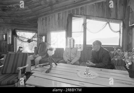 Tatsächlich 26 - 5 - 1974: Wellen und Knicks für Touristen Brekkestranda Hotell, Brekke in Ytre Sogn, eine wunderschöne Siedlung auf der Südseite des mächtigen Sognefjord, ist nicht nur eine seltsame Form von Haus und eine Touristenattraktion, Aber auch ein Ausdruck der Rebellion eines Architekten, der in Kopenhagen ausgebildet wurde, um mit Vestre Vika stilvoll Superhäuser zu bauen, die aus vorgefertigten Bausteinen zusammengebaut und mit Hilfe eines Computers zu rationalen, seelenlosen, rechtwinkligen Bausteinen kombiniert wurden. Der Architekt ist Bjørn Simonnæs aus Bergen, der sich selbst Nestbauer nennt, hat ein festliches Büro/wo Stockfoto