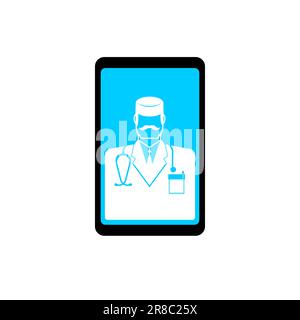 Online-Medizin. Der Arzt führt einen Termin über das Internet durch. Arztbesuch am Computer Stock Vektor