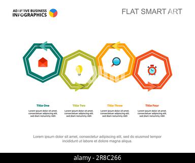Vier-Punkte-Workflow-Folienvorlage Stock Vektor