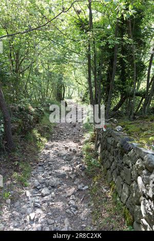 Blick auf den Francigena Trail in Lunigiana, Italien Stockfoto