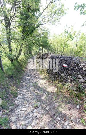 Blick auf den Francigena Trail in Lunigiana, Italien Stockfoto