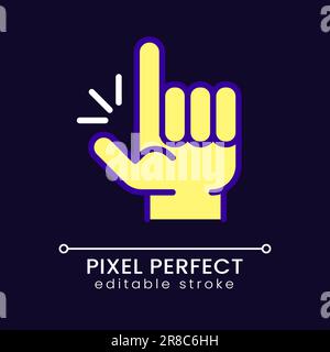 Eureka Gesture Pixel Perfect RGB-Farbsymbol für dunkles Thema Stock Vektor
