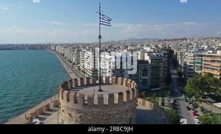 Wunderschöne unvergleichliche Aussicht auf die Stadt in Thessaloniki Griechenland Stockfoto