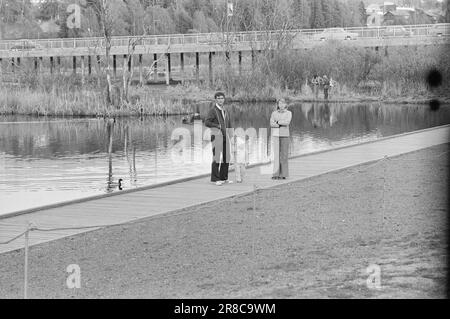 Tatsächlich 22 - 2 - 1974: DUS mit der Police Die Bezirkspolizei ist ein seltsames Phänomen, das als eine Art Pufferzone zwischen dem gewöhnlichen Polizisten und dem Jungen auf der Straße agiert. Der Zweck besteht in erster Linie darin, Verbrechen zu verhindern. Current ist bei den Offizieren Helge Løhren und Lars Stubstad. Foto: Ivar Aaserud / Aktuell / NTB ***FOTO NICHT ABGEBILDET*** Stockfoto