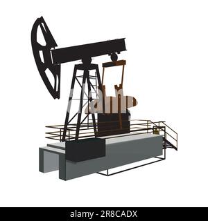 Symbol für polygonale Ölpumpe. Ölpumpensymbol. Vektordarstellung. Ölpumpjack-Symbol im Cartoon-Stil isoliert auf weißem Hintergrund. Symbol der Ölindustrie st Stock Vektor