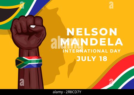 Flaches Design, handgezeichnet nelson mandela International Day Stock Vektor