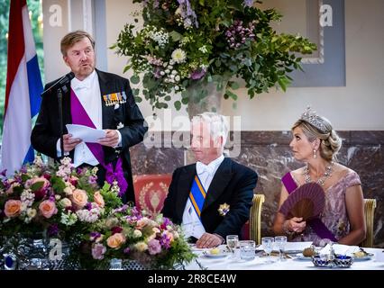 BRÜSSEL - König Willem-Alexander hält am ersten Tag des Staatsbesuchs in Belgien während des Staatsbanketts im Schloss Laeken eine Rede. Das königliche Paar wird das Land auf Einladung des belgischen Königs Philippe und Königin Mathilde besuchen und neben Brüssel auch Waterloo, Leuven und Antwerpen besuchen. ANP REMKO DE WAAL niederlande raus - belgien raus Stockfoto