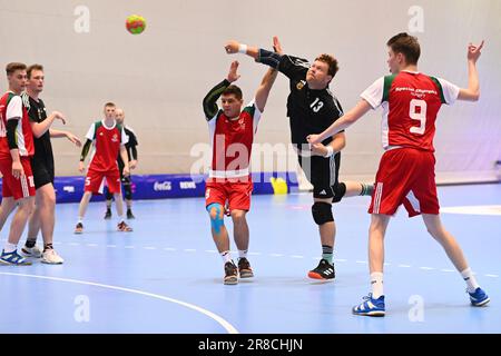 Berlin, Deutschland. 09. Juni 2023. Berlin, Deutschland, Juni 20. 2023: Sonderspiele Olympische Weltspiele Berlin 2023 - Männer Handball - SO Deutschland gegen SO Ungarn - Olympiapark. (Ryan Sleiman/SPP) Guthaben: SPP Sport Press Photo. Alamy Live News Stockfoto