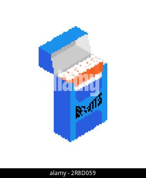 Packung Zigaretten Pixel Art. 8 Bit pixelierte Vektordarstellung Stock Vektor