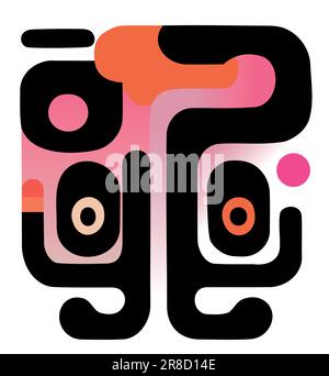 Abstraktes Element in Orange, Pink und Schwarz über Weiß Stock Vektor
