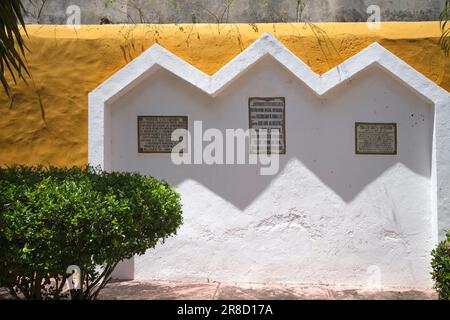 Gedenkplakette im Parque Los Heroes Museo San Roque Valladolid Mexico V. Stockfoto