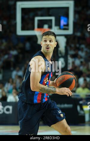 Der Spieler Mike Tobey vom FC Barcelona während des Finalspiels der Liga ACB Endesa zwischen Real Madrid und dem FC Barcelona im Wizink Cente Stockfoto