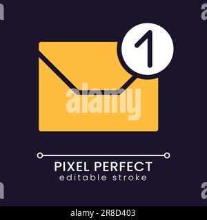 E-Mail-Benachrichtigung Pixel perfekte RGB-Farbsymbol für dunkles Thema Stock Vektor