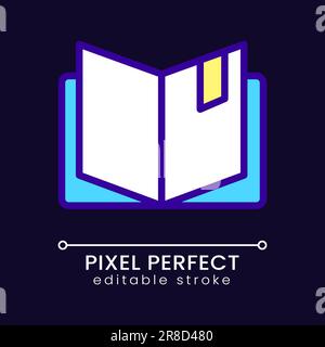 Open Book Pixel Perfect RGB-Farbsymbol für dunkles Thema Stock Vektor