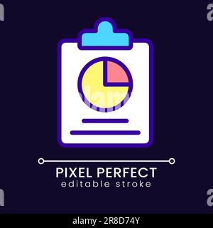 Zwischenablage und Diagramm Pixel perfekte RGB-Farbsymbol für dunkle Thema Stock Vektor