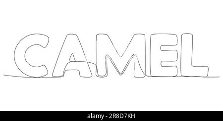 Eine durchgehende Zeile des Camel Wortes. Vektorkonzept zur Darstellung dünner Linien. Kontur Zeichnen kreativer Ideen. Stock Vektor