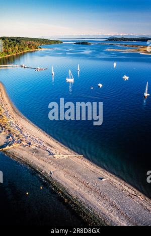 Luftaufnahme von Sidney Island, Vancouver Island, BC, Kanada Stockfoto