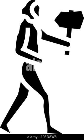 neandertaler menschlicher Evolution Glyphe-Symbol-Vektordarstellung Stock Vektor
