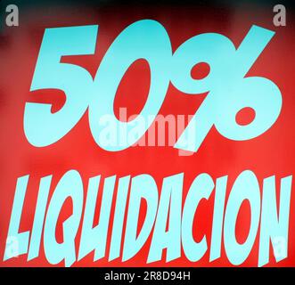 Rabattliquidation 50 % Rabatt auf Verkauf Stockfoto