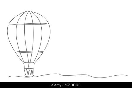 Heißluftballon, eine Linie auf weißem Hintergrund Stock Vektor