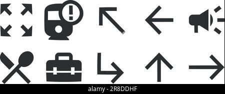 Set mit 10 Symboldarstellungen. Vektorsammlung dünne Linie Web-Symbol. Umreißen Sie isolierte Zeichen. Lineare Symbole festgelegt. Dünn gefüllte Symbolpakete. UI und UX Stock Vektor