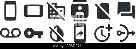 Editor für 12-Symbole. A festgelegte Vektorsymbole. Umreißen Sie isolierte Zeichen. Linearer Symbolsatz. Dünn gefüllte Symbolpakete. Vektordarstellung Stock Vektor