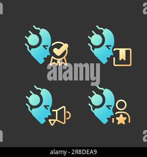 Künstliche Intelligenz in Business-Gradienten-Glyphensymbolen mit lineart für dunkles Thema Stock Vektor