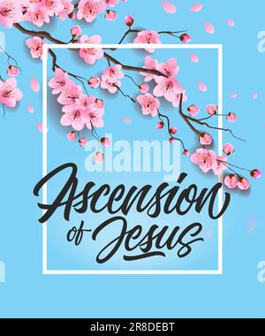 "Himmelfahrt Jesu" -Poster mit Kirschbaum Stock Vektor