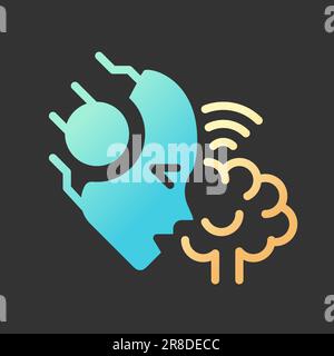 KI liest das Gradienten-Glyphensymbol der Gedanken mit lineart für dunkles Thema Stock Vektor