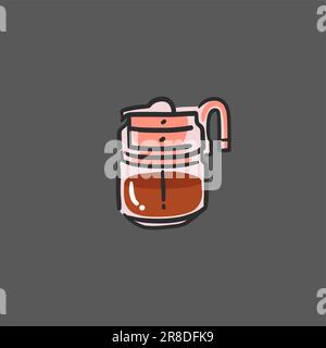 Handgezeichneter Vektor abstrakte Grafik Doodle einfache minimalistische Linien Illustrationen mit Kaffeemaschine, Kaffeegetränke zubereiten. Kaffee-Vektor Stock Vektor